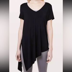 Lululemon Womens To The Point Short Sleeve Side Tie Tee Shirt Sz Medium Black